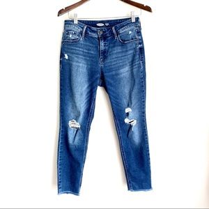 OLD NAVY Womens 4 Distressed Mid Rise Rockstar Super Stretch Skinny Jeans I4